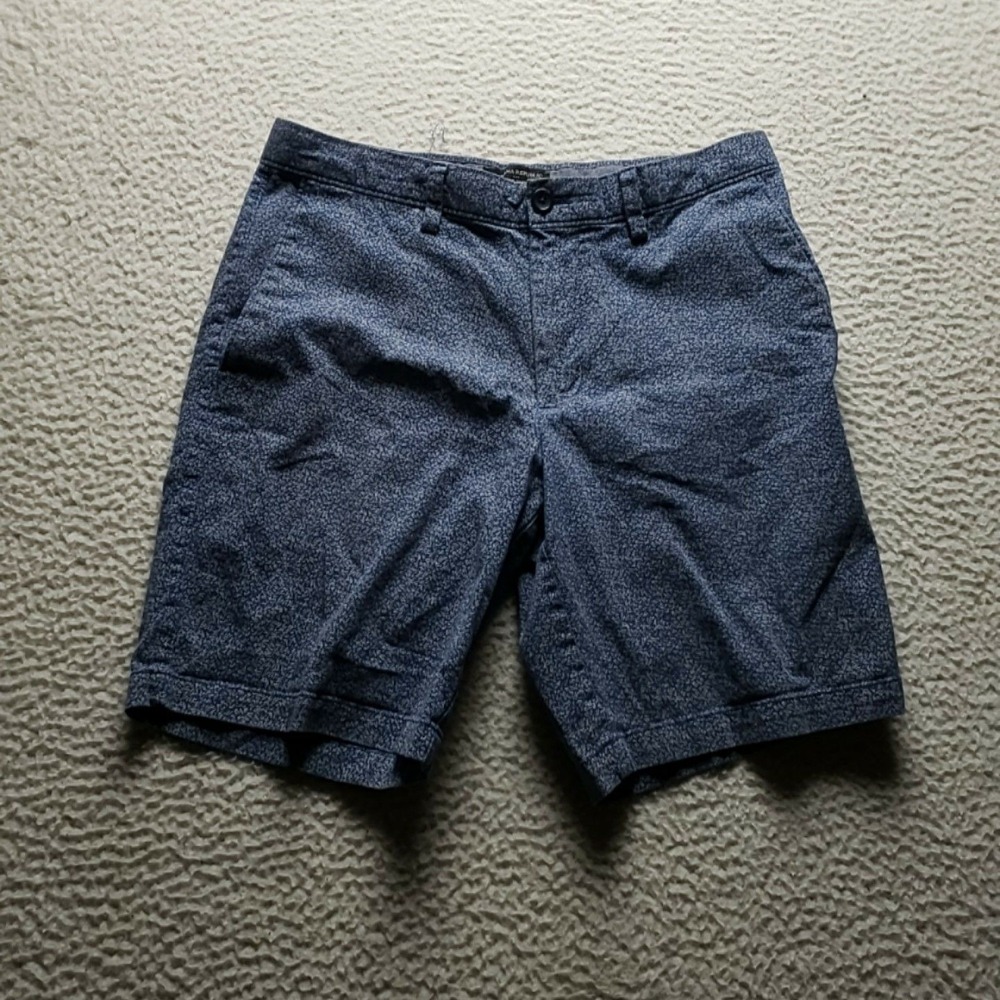 Banana Republic Aiden Shorts Mens 32 Blue Geo Cotton Stretch Chino 9 Inseam